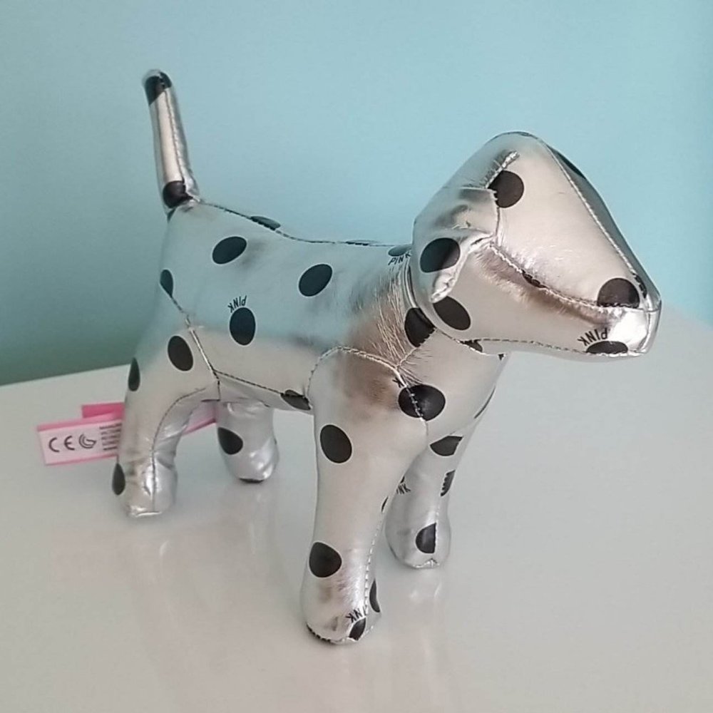 Victoria's Secret PINK Stuffed Spotted Silver Plush Dog